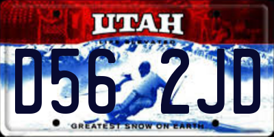 UT license plate D562JD