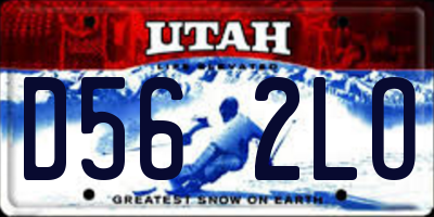 UT license plate D562LO