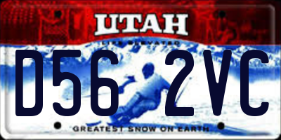 UT license plate D562VC