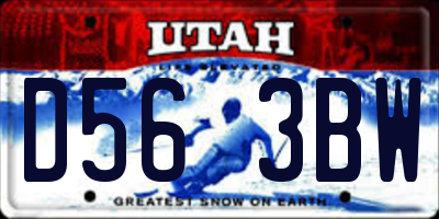 UT license plate D563BW
