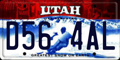 UT license plate D564AL