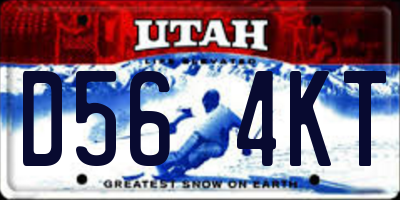 UT license plate D564KT