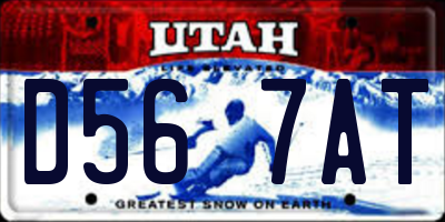 UT license plate D567AT