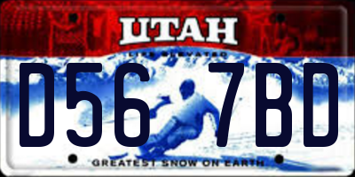 UT license plate D567BD