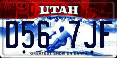 UT license plate D567JF