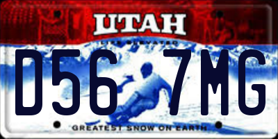 UT license plate D567MG