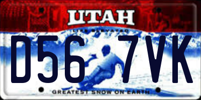 UT license plate D567VK