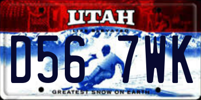 UT license plate D567WK