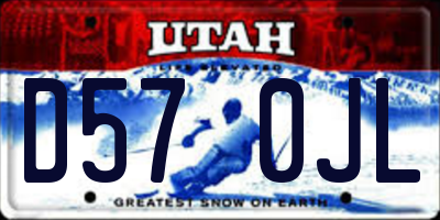UT license plate D570JL