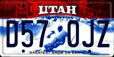 UT license plate D570JZ