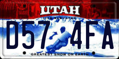 UT license plate D574FA