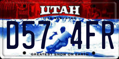 UT license plate D574FR
