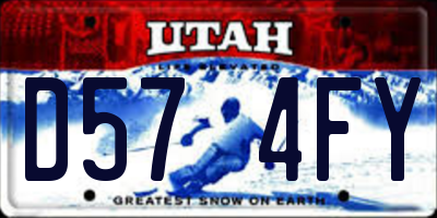 UT license plate D574FY