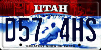 UT license plate D574HS