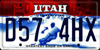 UT license plate D574HX