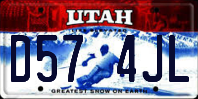 UT license plate D574JL
