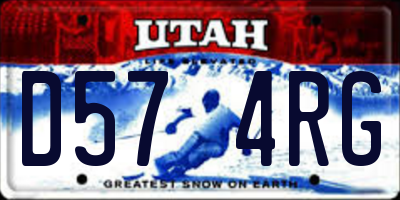 UT license plate D574RG