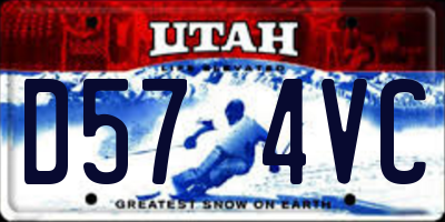UT license plate D574VC