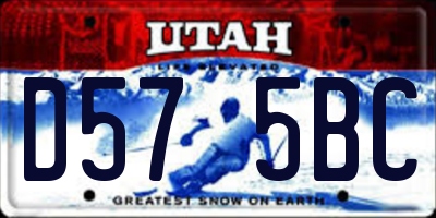 UT license plate D575BC