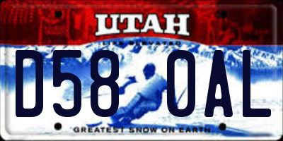 UT license plate D580AL
