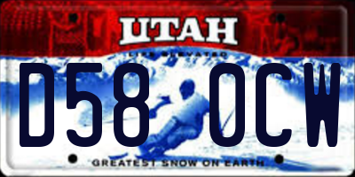 UT license plate D580CW