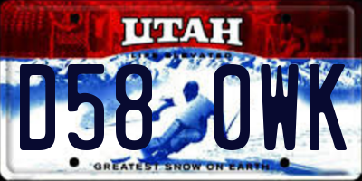 UT license plate D580WK