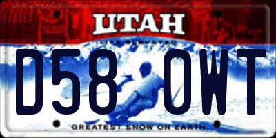UT license plate D580WT