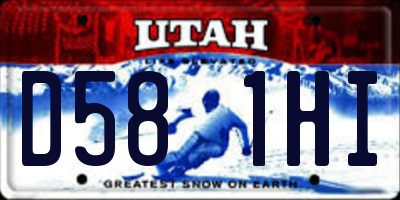 UT license plate D581HI