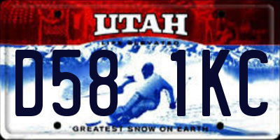 UT license plate D581KC
