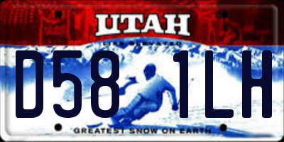 UT license plate D581LH