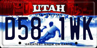 UT license plate D581WK