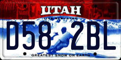 UT license plate D582BL