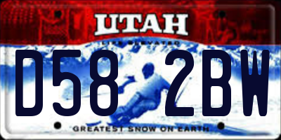 UT license plate D582BW