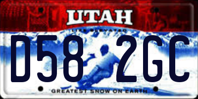 UT license plate D582GC