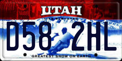 UT license plate D582HL