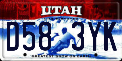 UT license plate D583YK