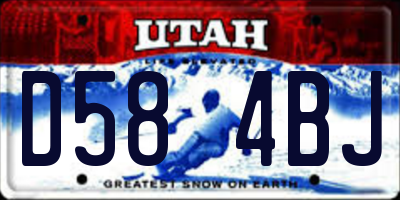 UT license plate D584BJ