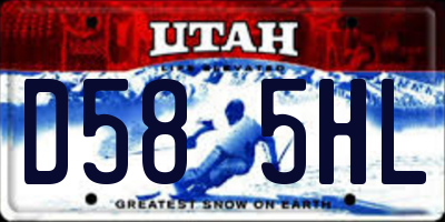 UT license plate D585HL
