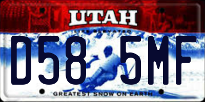 UT license plate D585MF