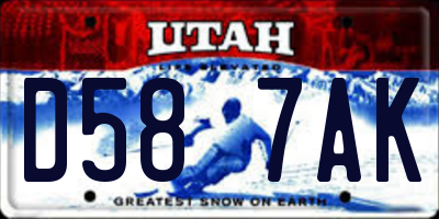 UT license plate D587AK