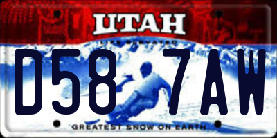 UT license plate D587AW