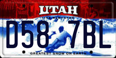 UT license plate D587BL