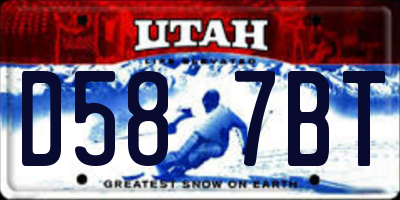 UT license plate D587BT