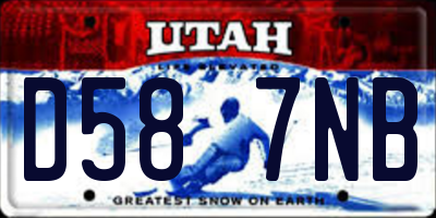 UT license plate D587NB