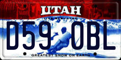UT license plate D590BL