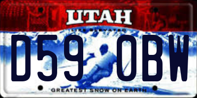 UT license plate D590BW