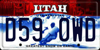 UT license plate D590WD