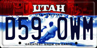 UT license plate D590WM