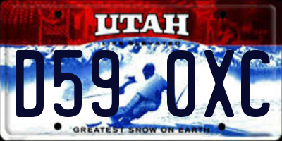 UT license plate D590XC
