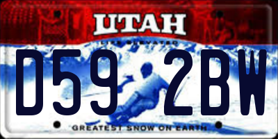 UT license plate D592BW